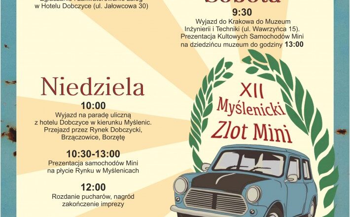 XII Myślenicki Zlot MINI: Brytyjskie Mini na Myślenickim Rynku