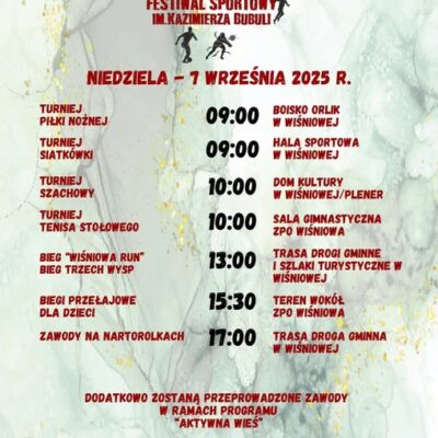 Festiwal Sportu im. Kazimierza Bubuli – Wiśniowa, 7 września 2025 r.