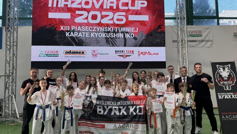 Sukces młodych karateków z Akademii Karate Byakko Myślenice na Mazovia Cup 2026