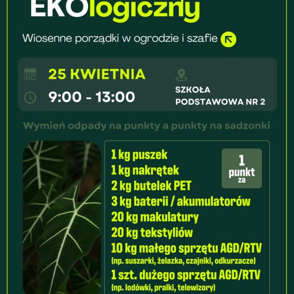 Piknik Ekologiczny w Myślenicach – oddaj odpady i odbierz rośliny