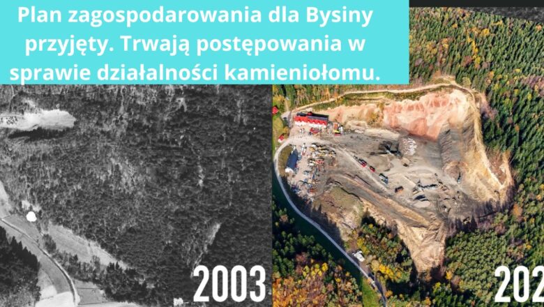 Plan zagospodarowania dla Bysiny przyjęty. Trwają postępowania w sprawie działalności kamieniołomu