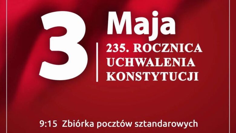 Zaproszenie na obchody Święta Konstytucji 3 Maja w Myślenicach