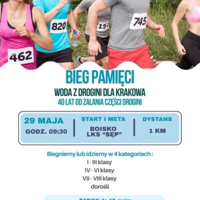 „Bieg Pamięci – Woda z Drogini dla Krakowa” już 29 maja!