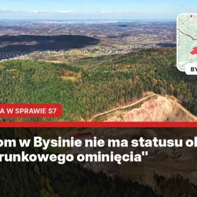 GDDKiA: kamieniołom w Bysinie nie został formalnie wyznaczony jako obszar „do bezwarunkowego ominięcia” w analizach S7!